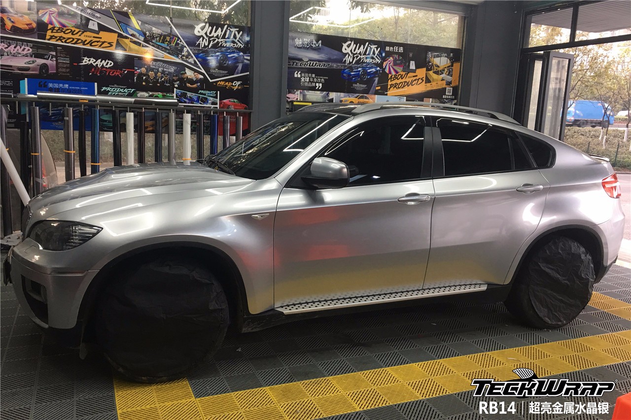 宝马x6汽车改色贴膜teckwrap美国秃鹰 rb14超亮金属水晶银